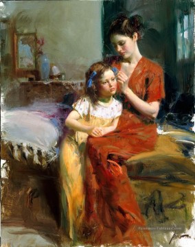 mum PD et une fille Femme Impressionist Peinture à l'huile
